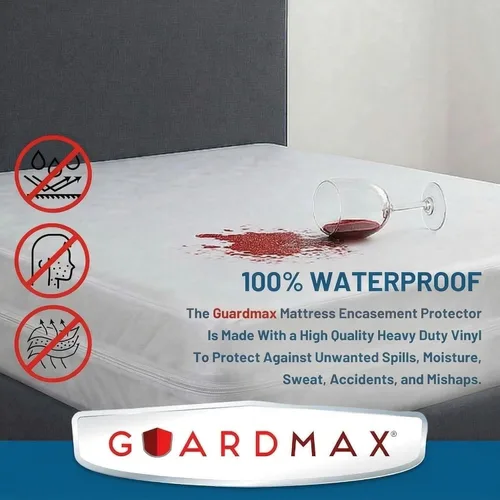Vista 4 de Guardmax Funda de colchón de vinilo resistente con cremallera completa, protector de colchón impermeable y transpirable, ropa de cama cómoda, suave
