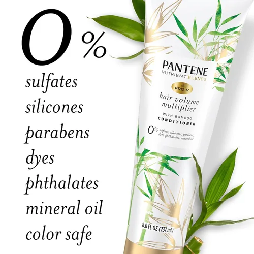 Vista 2 de Pantene Sulfate Free Shampoo and Conditioner Set, Volumizing Shampoo and Conditioner for Fine or Flat hair with Bamboo, Safe for Color Treated Hair