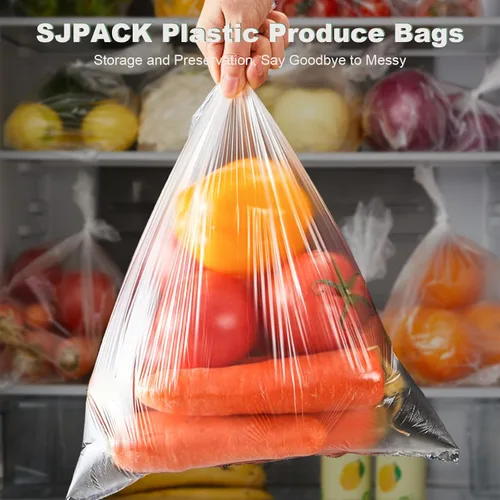 Vista 2 de SJPACK Bolsa de plástico para productos, bolsas transparentes de almacenamiento de alimentos, 12 x 16 pulgadas en un rollo, bolsas de almacenamiento