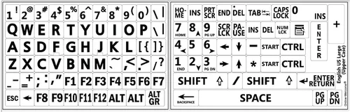Vista 6 de Five 5 English US Large Print Lettering Negro, Amarillo, Blanco, Gris BACKGROUNS Pegatinas de teclado 5