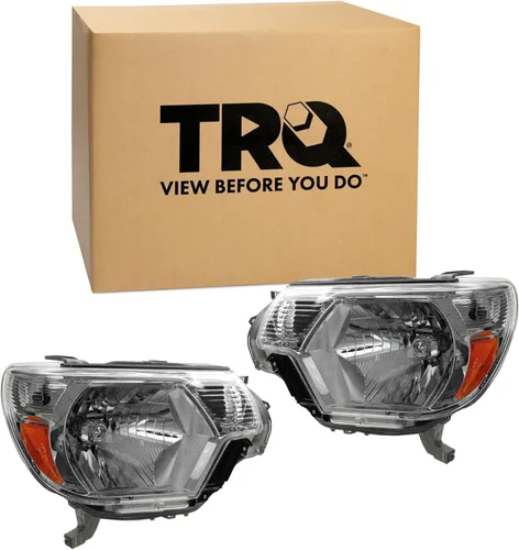 Vista 325 de TRQ Juego de Conjunto de Ensamble de Faros de 2 Piezas de Desempeño Halógeno con Marco Cromado Conductor y Lado del Pasajero Compatible con Mercedes