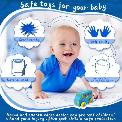 Vista 3 de Wettarn 48 piezas de juguetes de madera para bricolaje, autos de madera sin terminar, juguetes de madera pintables, manualidades de madera