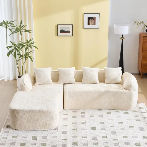 Vista 3 de Sofá Sillones para sala de tela de felpilla de 101 pulgadas, sofá para sala con esponja de alta elasticidad, sofás para sala con diseño