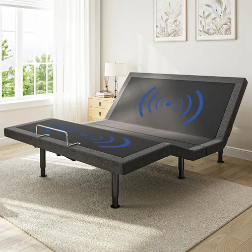 Vista 9 de Base de cama ajustable de tamaño completo con masaje, base de cama eléctrica inalámbrica remota para iluminación debajo de la cama, gravedad cero, 2