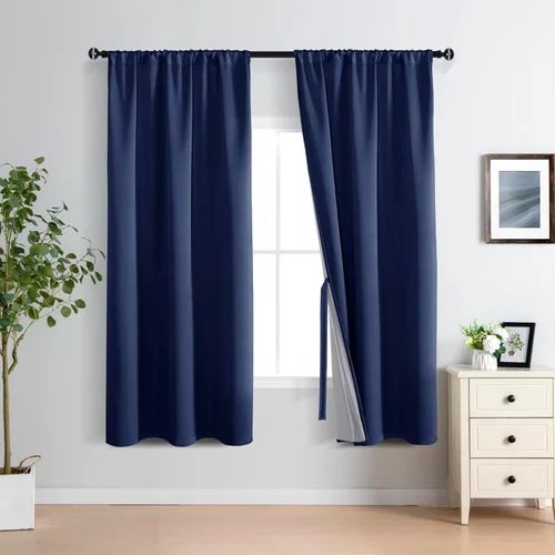 Vista 45 de XWZO Cortinas 100% opacas de 84 pulgadas de largo con alzapaños, protección de privacidad, paneles de ventana de eficiencia energética con forro