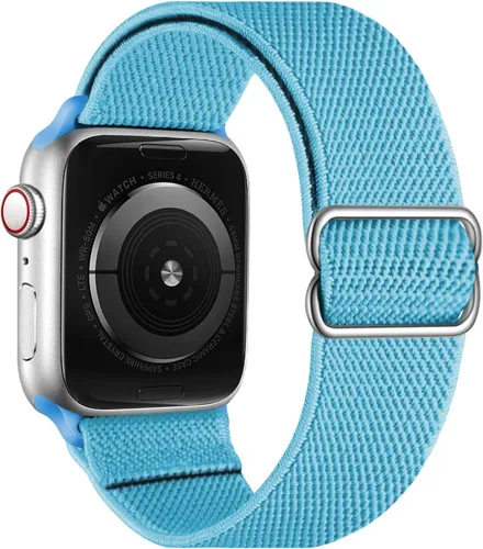 Vista 30 de OXWALLEN - Correa elástica Solo Loop de nailon y de tamaño XL, compatible con Apple Watch de 38 mm y 40 mm, correa trenzada, deportiva, ajustable