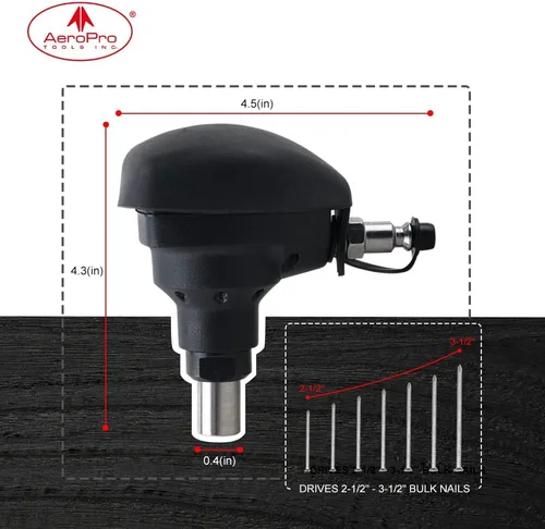 Vista 6 de AEROPRO TOOLS - Clavadora de palma neumática con punta magnética, pistola de clavos para colgadores de vigas, clavadora de conector de metal, mini