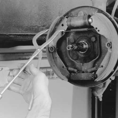 Vista 6 de HAUTMEC Alicates de resorte de freno, kit de herramientas de freno de tambor, construcción de acero al carbono de doble extremo, herramienta