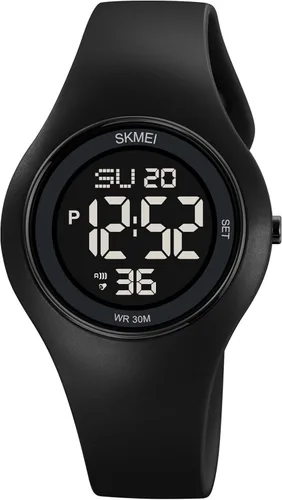 CakCity Reloj de pulsera digital para mujer, unisex, impermeable, deportivo, de acero inoxidable, correa de goma, multifuncional, con pantalla