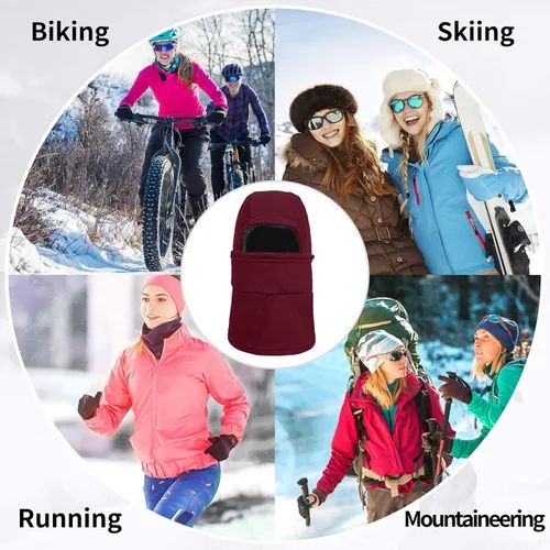 Vista 6 de Máscara de esquí Achiou para mujeres y hombres, gorro de capucha sherpa, pasamontañas de invierno con capucha, bufanda con protección contra