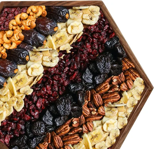 Vista 7 de Bandeja otomana pequeña hexagonal de madera de nogal negro de 12 pulgadas con asas, sirve té, bandeja decorativa de madera clásica para servir café