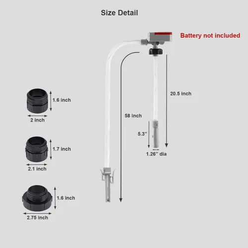 Vista 6 de Bomba de transferencia de combustible alimentada por batería con sensor de parada automática, protección contra fugas (2.4 GPM), manguera de 58
