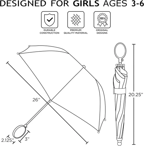 Vista 5 de Disney Paraguas para niños, FrozenPrincesaMinnie Mouse para niños pequeños y niñas de 3 a 6 años