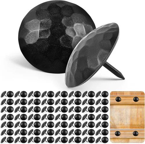 Vista 9 de 60 piezas de clavos de hierro grandes de 1 pulgada, clavos decorativos de hierro antiguos, adornos rústicos ornamentales para puertas de madera