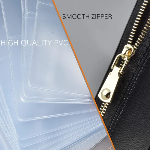 Vista 7 de Easyoulife - Monedero de cuero con cremallera, billetera portatarjetas para mujer, bloqueo RFID