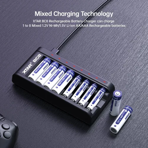 Vista 4 de XTAR BC8 Smart AA AAA cargador de batería del hogar 8 bahías para 1.5V batería recargable de litio 1.2V Ni-Mh Ni-Cd batería recargable
