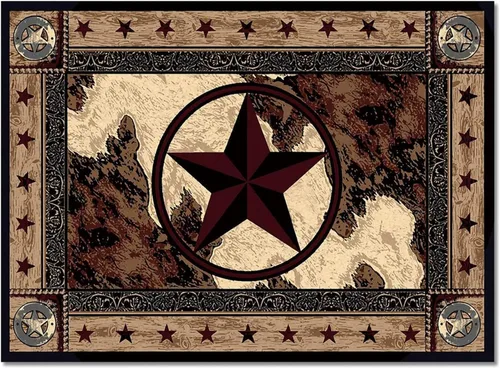 Vista 4 de Alfombra vintage con estrellas negras y marrones, alfombra de área con estrella dorada, tridimensional, retro, para sala de estar, decoración