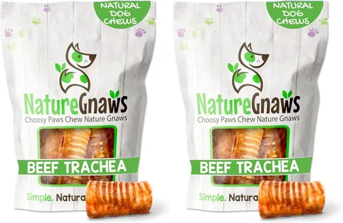 Vista 14 de Nature Gnaws Masticables de tráquea de ternera para perros de 3 pulgadas (12 unidades) – Huesos masticables naturales crujientes de larga duración
