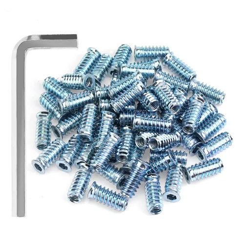 Vista 14 de HELIFOUNER 1/4-20 Insertos roscados, insertos de madera, insertos roscados de acero para tornillos de muebles de madera, 145 piezas de 1/4"-0.787 x