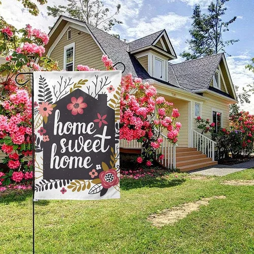 Vista 3 de Bandera de jardín personalizada, decoración de banderas de patio, añade tu propia imagen/texto, pancarta de césped de casa de doble cara, decoración