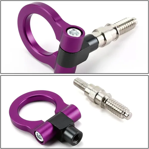 Vista 4 de DNA THK-E-PP - Kit de anillo de gancho de remolque de remolque europeo de aluminio morado delantero/trasero - M16 x 3