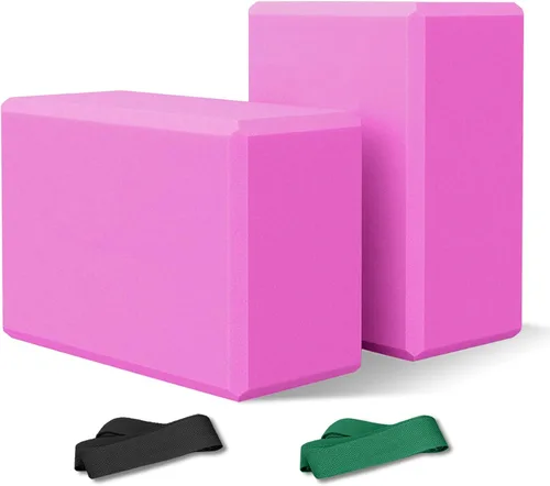 2 Pack 9x6x4 Yoga Blocks with Stretch, Durable Yoga Foam Blocks, High Density & Non Slip Surface for Yoga, Pilates, Stretching, Dance, Ballet,