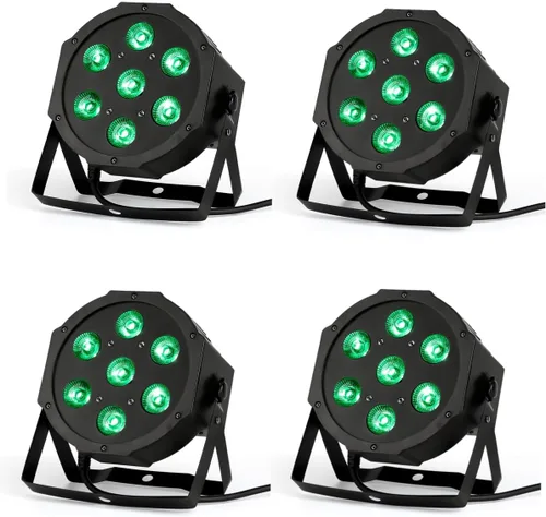 Vista 9 de Luz LED Par 7x12W de escenario con pruebas estrictas, luces LED RGBW 4en1, luces de DJ de escenario, control DMX512 activadas por sonido, luz