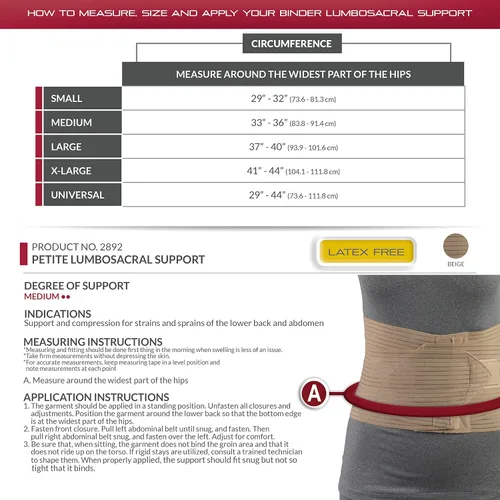 Vista 3 de OTC Soporte lumbo-sacro pequeño, elevación abdominal, espalda baja de 8 pulgadas, elástico, pequeño