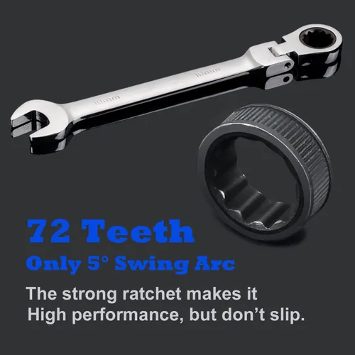 Vista 2 de Qnkaa Juego de Llaves de Trinquete Flexibles 8 piezas 9-17mm Llave Inglesa Anillo de Engranaje Trinquete Combinación Kit de Llaves Flexibles Cabezal