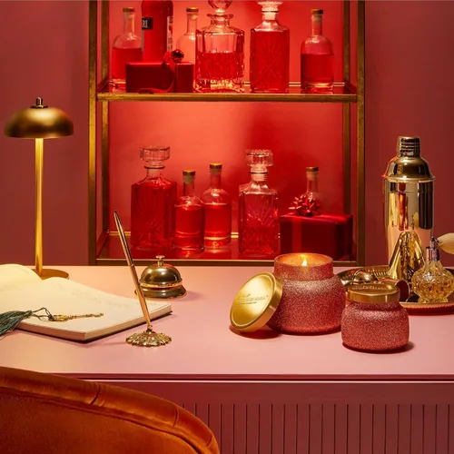 Vista 6 de Capri Blue Signature Glam - Vela en frasco, mezcla de cera de soja de larga duración, velas con purpurina para el hogar perfumadas con aromas