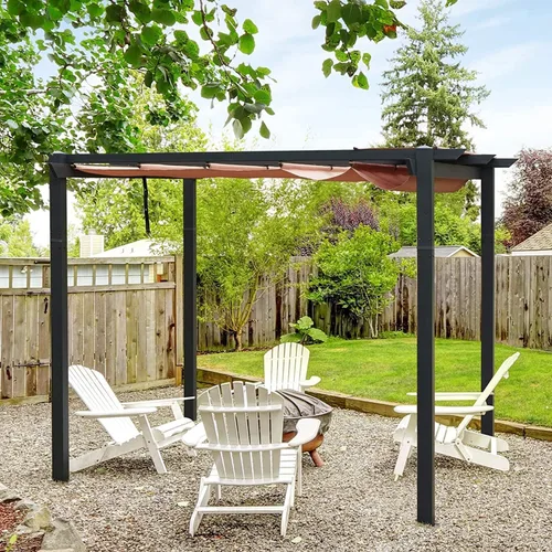 Vista 11 de Domi - Toldo de pérgola para exteriores de 9 x 13 pies con parasol retráctil, marco de aluminio resistente a la intemperie para patio, patio