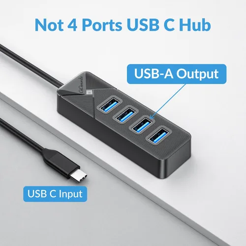Vista 2 de GiGimundo Hub USB C de 4 puertos para laptop, adaptador multipuerto USB C a USB Hub transferencia de 5 Gbps, divisor USB C para laptop, MacBook
