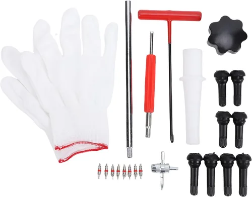 Valve Core Replacement Tool Set, Steel Construction with ABS Handle, Includes Installation Pusher and Extractor, for Car, Truck, and Motorcycle Tires