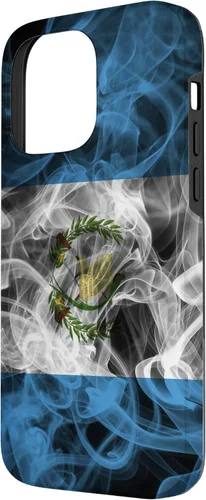 Vista 2 de iPhone 14 Pro Max Smoke Guatemala Flag - Funda estilo nube de orgullo ahumado