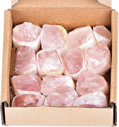 Vista 9 de JIC Gem Piedras curativas de cristal de turmalina negra de forma irregular, cristales de cuarzo rosa a granel, piedras en bruto, cristal