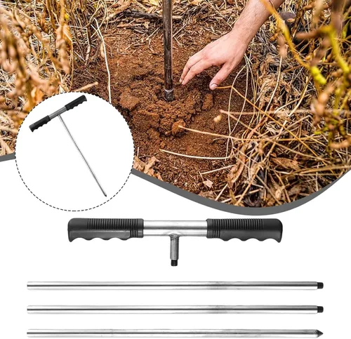 Vista 3 de Stainless Steel Soil Probe Rod 32-48 Inch Adjustable Length With Comfortable Handle For Locating Septic Tanks And Underground Pipes
