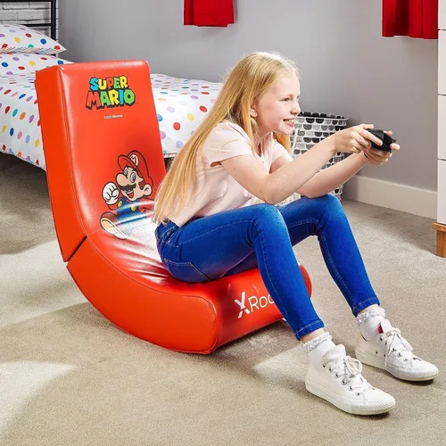 Vista 9 de X Rocker Silla de videojuegos con licencia oficial de Nintendo Super Mario Bros Video Rocker, colección Joy (rojo, Mario)