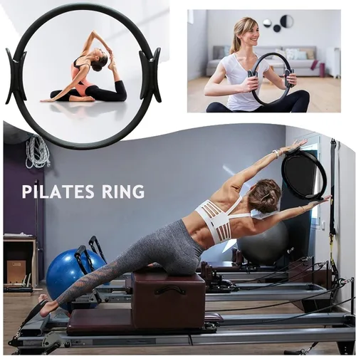 Vista 5 de Juego de Pilates – Equipo de Pilates para el hogar para mujer, kit con Círculo Mágico Anillo de Pilates y juego de pelotas, bandas de resistencia &