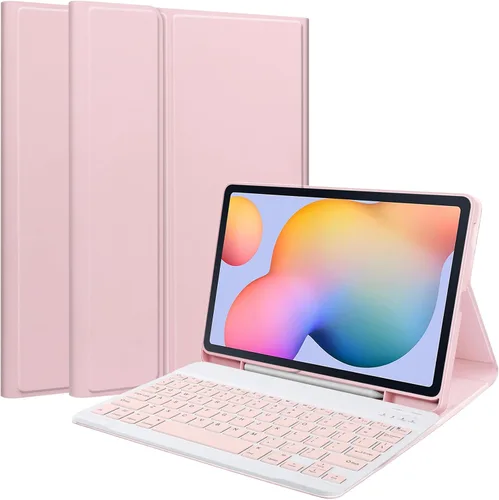 Vista 45 de Funda de teclado para Samsung Galaxy Tab S6 Lite de 10.4 pulgadas 2024/2022/2020, funda protectora Magentic con soporte para S-Pen y teclado Negro