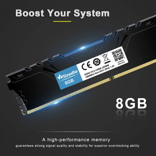 Vista 2 de DDR3 RAM Kit de 16 GB (2x8GB) 1866MHz CL13 UDIMM, módulo de memoria para computadora de escritorio PC3-14900 240 pines 1,5 V 2Rx8 doble rango sin