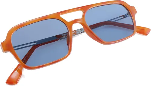 FEISEDY B2752 - Lentes de sol planos estilo aviador vintage cuadrados de los años 70 para mujeres y hombres