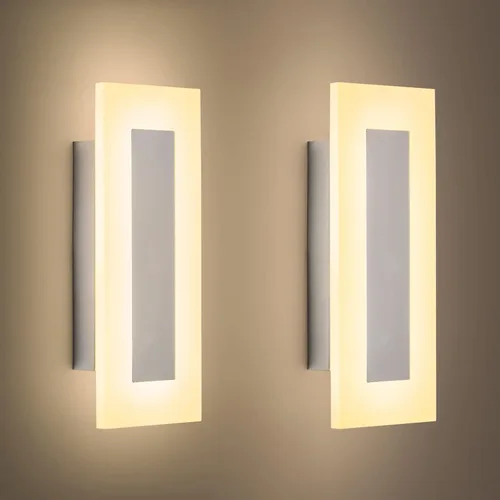 Vista 11 de LMQNINE Moderno aplique de pared de acrílico LED, luz blanca, 6000 K, iluminación de pared acrílica cableada para dormitorio, pasillo, escaleras