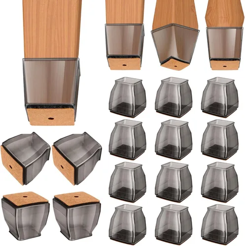 Vista 42 de BALEINE Paquete de 32 protectores de silicona para patas de silla, tapas protectoras de patas de taburete, tapas antideslizantes para patas de silla
