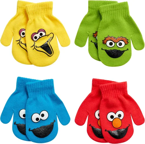 Sesame Street Manoplas para niños pequeños Elmo, monstruo de las galletas, pájaro grande, Oscar el Grouch (2T-4T)