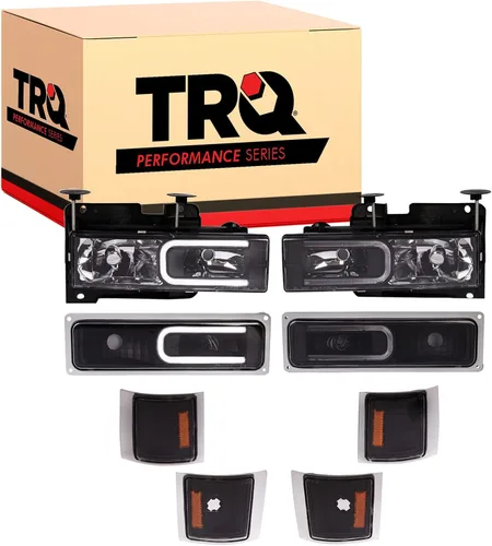 Vista 172 de TRQ Juego de Conjunto de Ensamble de Faros de 2 Piezas de Desempeño Halógeno con Marco Cromado Conductor y Lado del Pasajero Compatible con Mercedes