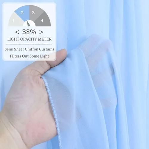 Vista 3 de Tela de Drapeado de Arco Azul Claro Cortinas de Arco para Ceremonia de Boda 20 pies 1 Panel Tela Transparente para Drapeados Cortinaje Arqueado