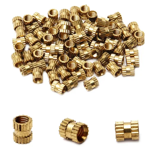 Vista 30 de Tuercas moleteadas de rosca hembra M2x3mm OD Tuercas de inserción roscadas de latón Tuercas de incrustación hidráulicas soldadas juntas Kit surtido