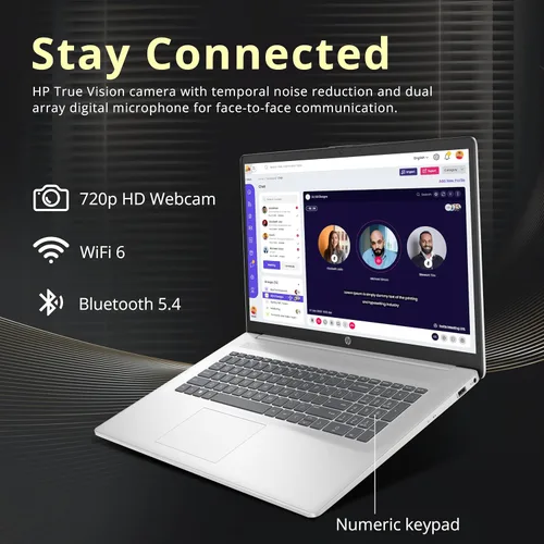 Vista 5 de HP 17.3" HD+ Touchscreen Laptop, AMD Ryzen 5 7430U, 8GB DDR4 RAM, 1.5TB Storage (512GB SSD+1TB Docking Station Set), AMD Radeon Graphics, Full