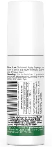 Vista 4 de Spray de garganta de propóleo de abeja para rasguños y dolor de garganta con gotas de manuka (MGO 260), sin alcohol, 0.7 onzas líquidas, 83