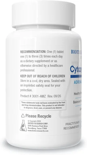 Vista 3 de BIOTICS RESEARCH Suplemento de apoyo suprarrenal de citozima-AD 60 tabletas
